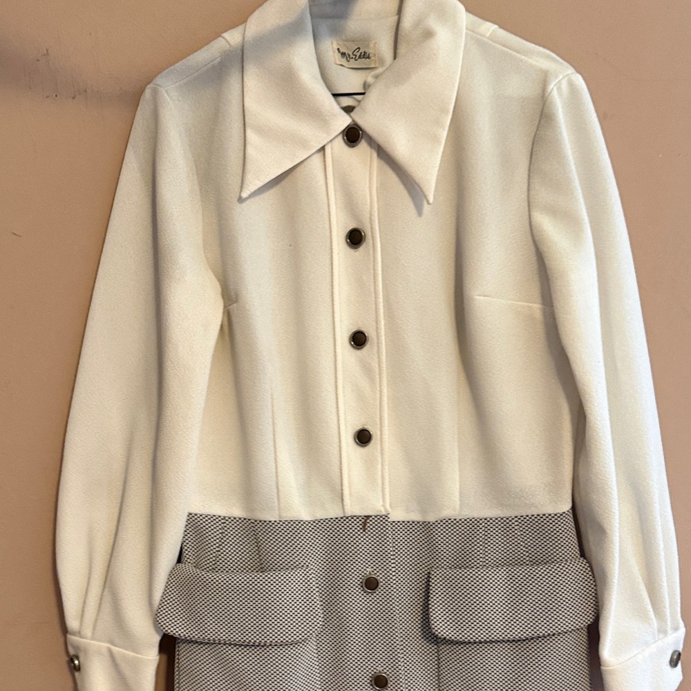 Vintage Mr. Eddie white and brown dress with belt